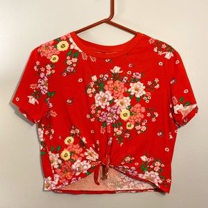 Red Floral Crop Top